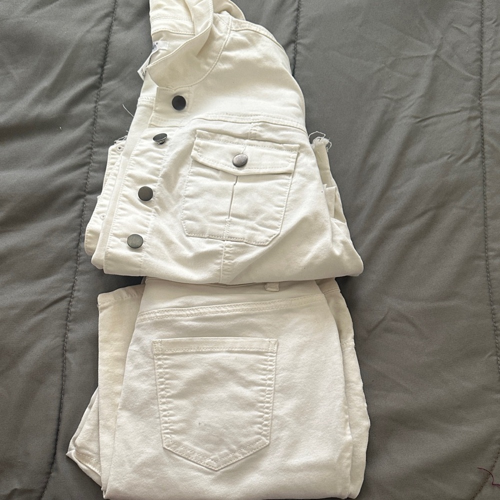 K Jordan White Buttoned Pantsuit